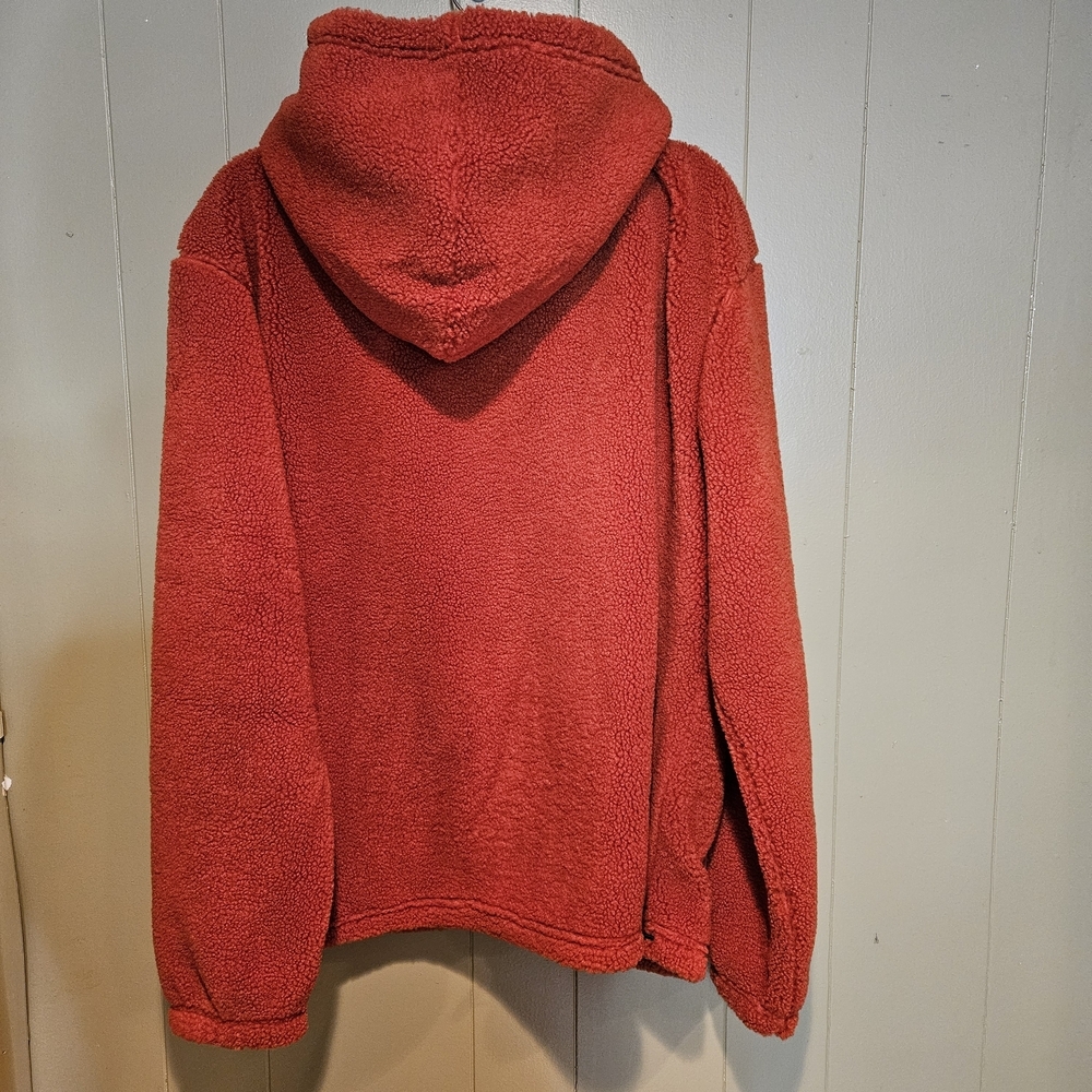 Original Use Red Sherpa Fleece Zip Up Hoodie Size L Cozy Plush Warm Casual St - Picture 2 of 4